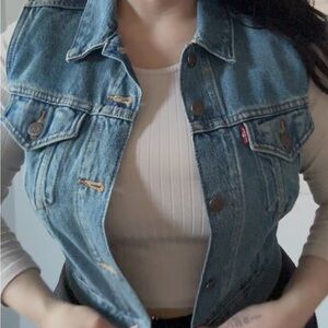 Levi's Medium Blue Denim Vest with Button Front